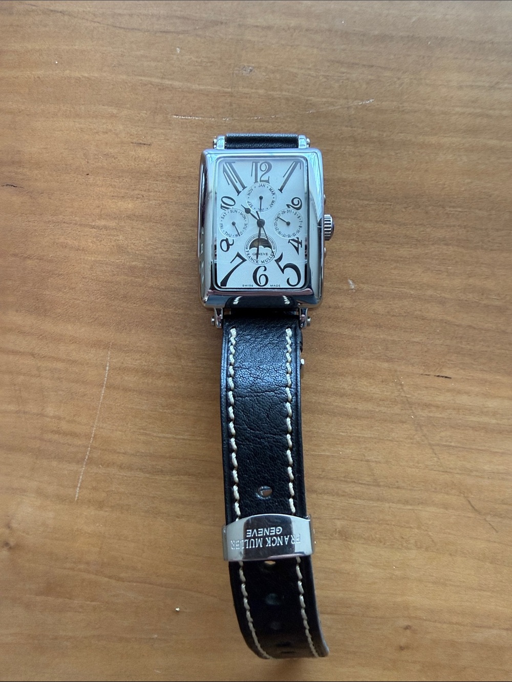 Franck Muller Black Leather Strap Rectangular Men's Watch